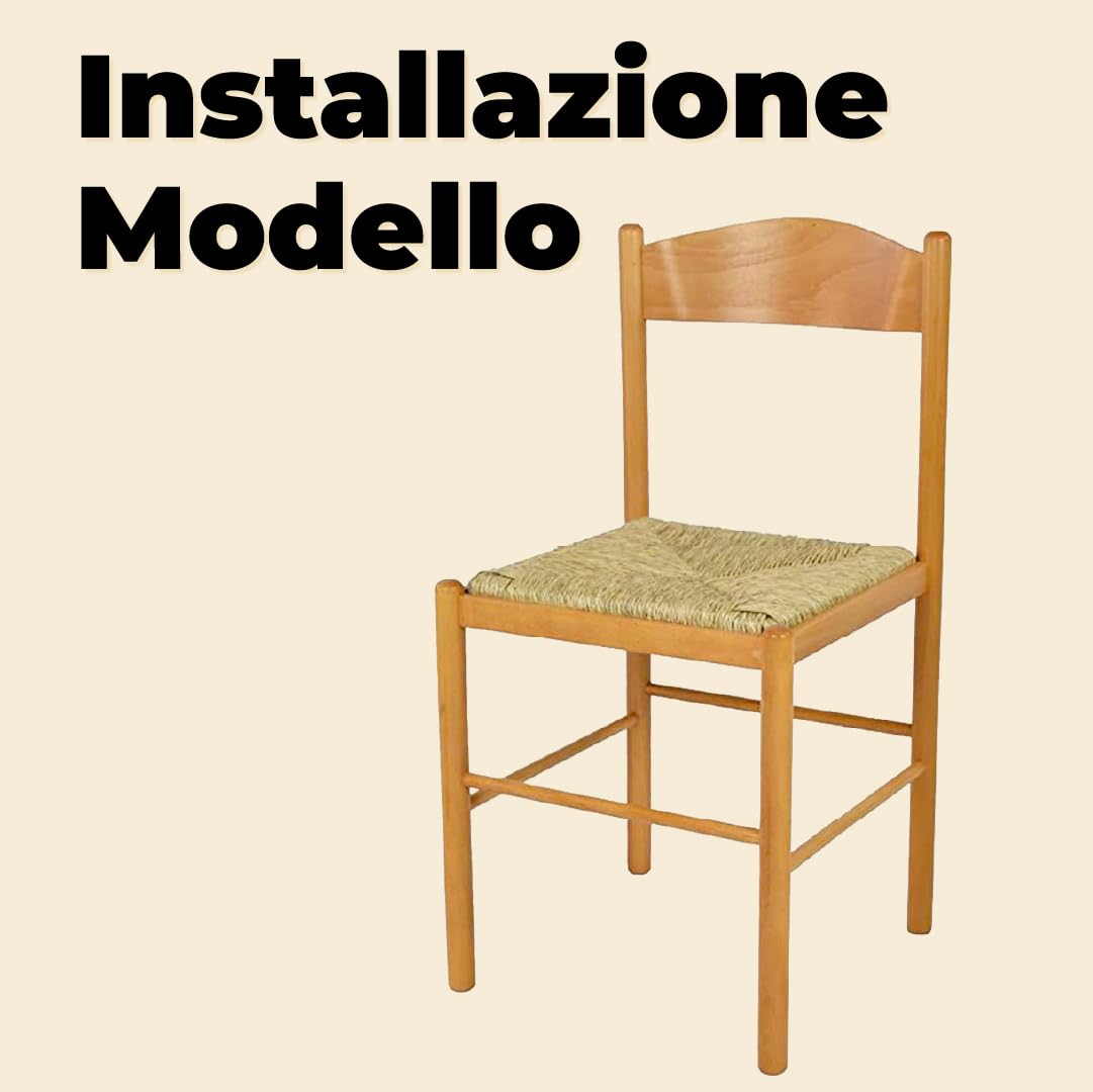 Set da 6 Sedute in paglia 37x37cm con ANGOLI, mod. 998 - SIGFRIDO, Sedile di ricambio per sedie rustiche da casa e ristoranti, Fondo, Telaio, Sedile resistente e robusto (6)