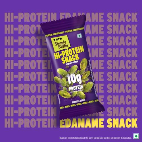 Image of Tata Simply Better Punchy Pepper Flavoured Edamame Beans, Pack of 5, Hi-Protein Snack (28g Each)