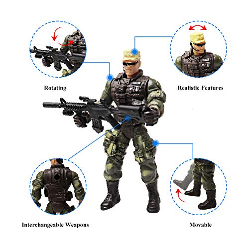 Army Men Action Figures Soldiers Toys With Weapon Accessories / Swat Team Figure Military Playset For Boys Girls Children Kids 3 4 5 6 7 8 9 Years Old,Great As Christmas,Birthday(Special Troops) #TOP3