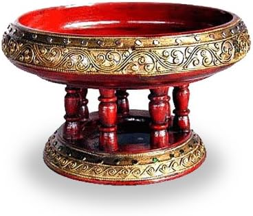 Thai Classical Decorative Wooden Toke Pedestal Tray ~ Thai Art