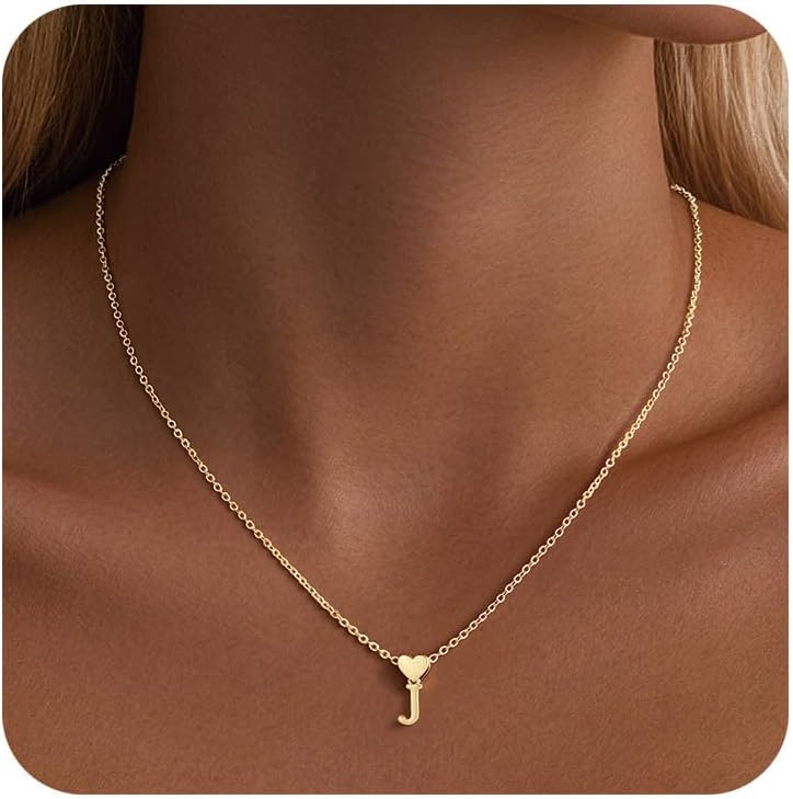 Turandoss Heart Initial Necklaces for Women, Dainty 14K Gold Plated Letter A-Z Pendant Necklace Personalized Alphabet Name Jewelry Mother's Day Anniversary Birthday Gifts for Girlfriend