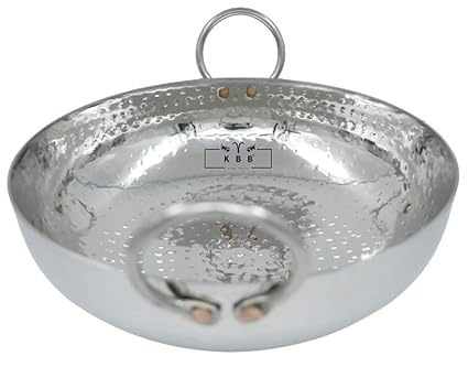 KBB %100 Stainless Steel Classic KADHAI with Steel Handle Hammered (DEEP KADHAI ) | (14 NO.)