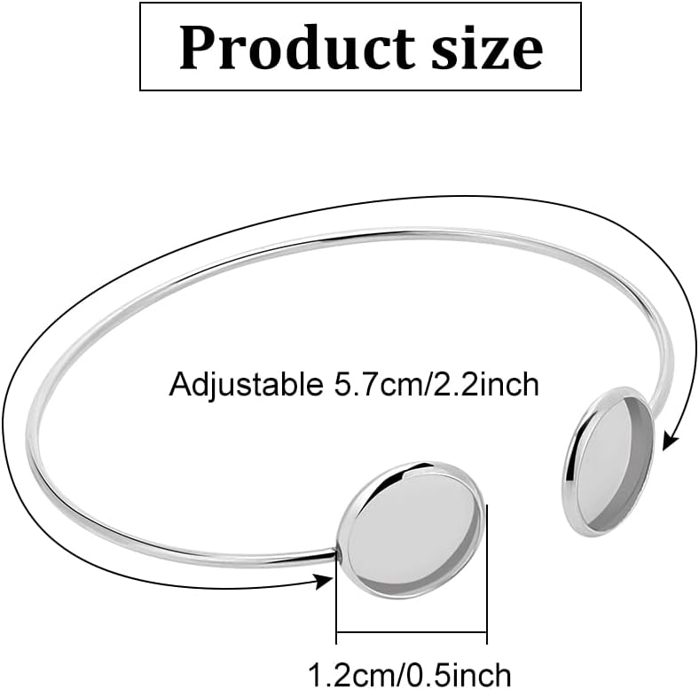 WEBEEDY 12mm Blank Cuff Bracelet Bezel Trays Cabochon Bezel Blank Tray Stainless Steel Bracelet Bangle Bracelet Bezel Blank Settings - Image 2
