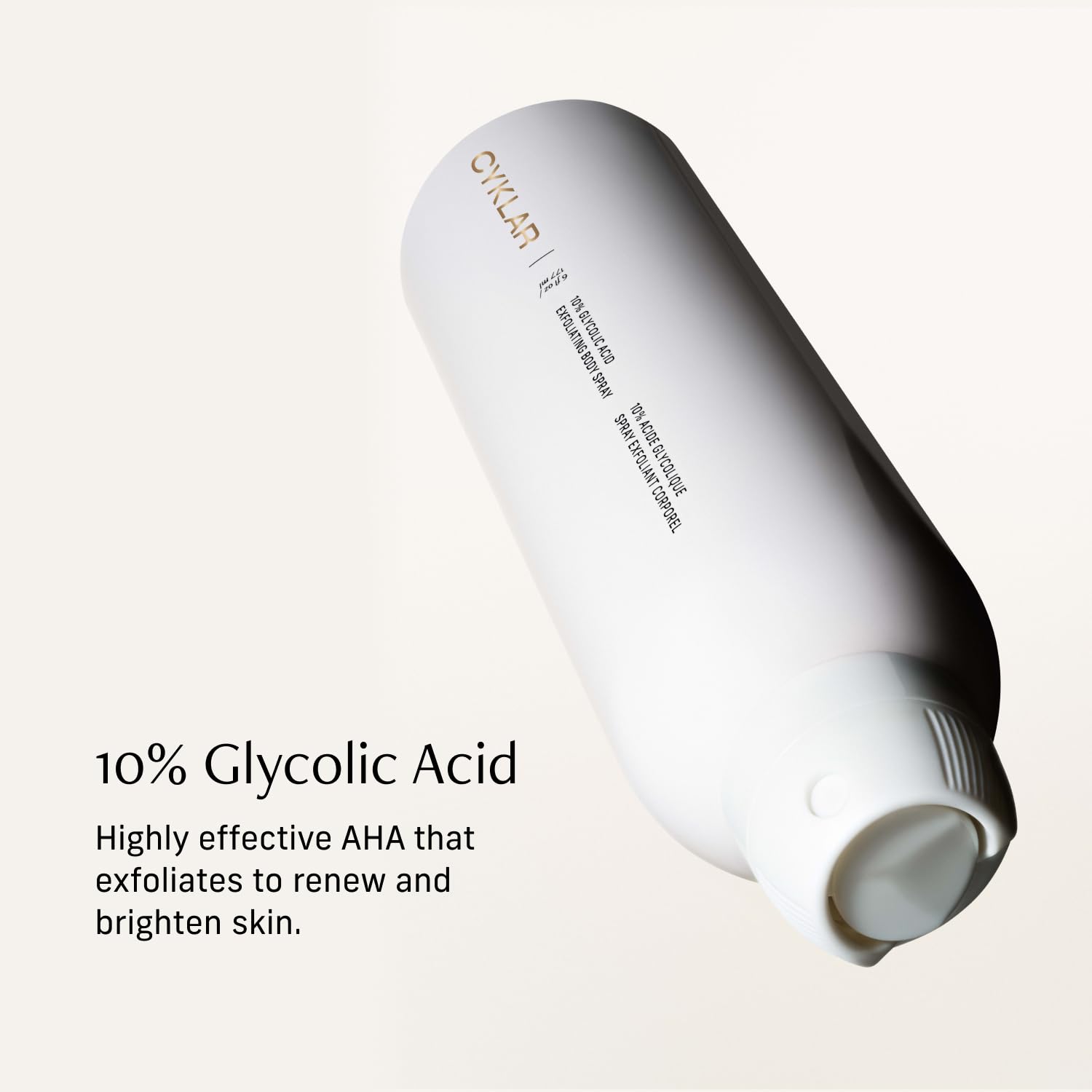 Cyklar Glycolic Acid Exfoliating Body Spray – 10% AHA Toner for Face & Body. Skin-Smoothing Spray with Peptides & Enzymes – Fragrance-Free, 6 fl oz - Image 3