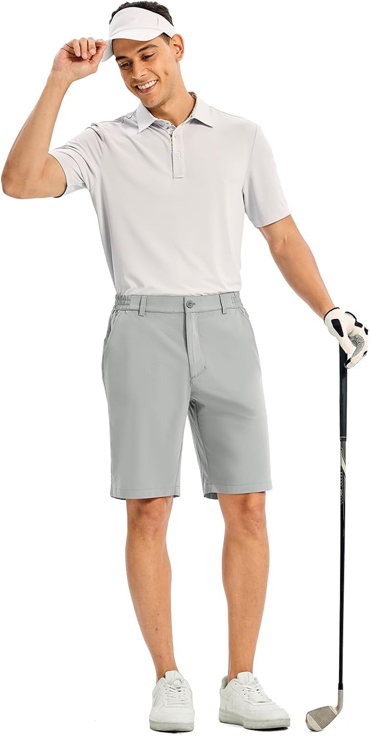 Rdruko Men's Golf Shorts 10" Stretch Quick Dry Lightweight Casual Dress Athletic Shorts with 4 Pockets