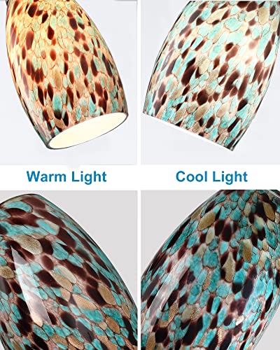 Image of Karyfine Oval Glass Lamp Shade Only Art Turquoise Glass pendant light shade replacement for Kitchen Island pendant Lights Ceiling Lights Chandelier Table Lamp Glass Cover Replacement (Malachite green)