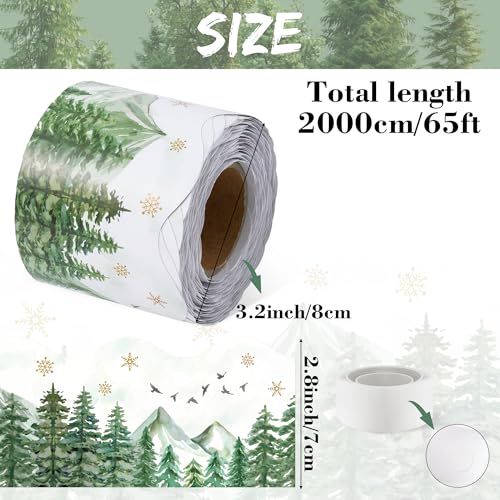 Image of BeYumi Forest Mountain Border Trim - 65ft Back to School Sage Green Watercolor Forest Wonderland Rolled Border Trim Green Mountain Bulletin Board Party School Classroom Office Chalkboard Home Decor
