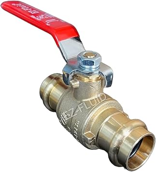 EZ-Fluid Plumbing 1/2" Press Ball Valve Heavy Duty LF Brass Full Port Water Stop Shut Off Ball Valve,Pro Press Copper Fitting Connection For Copper Tubing,Quarter Turn,Red Handle1-Pc