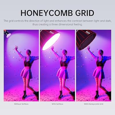 GVM RGB 300W Video Light Kit with Parabolic Softbox and Stand, Photography Lighting for Camera Studio Recording with Bowen Mount, COB Film Light with APP&DMX, Aluminum Alloy, 2000-10000K, CRI 97+