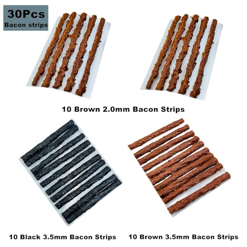 VOTNMIC Tubeless Bike Tire Repair Kits，Road Bicycle and Mountain Bike Tires Fix a Puncture or Flat, includes Storage Canister Plugger Tool with Plugs, 30Pcs(2.0mm/3.5mm) Bacon Strips - Thumbnail 3