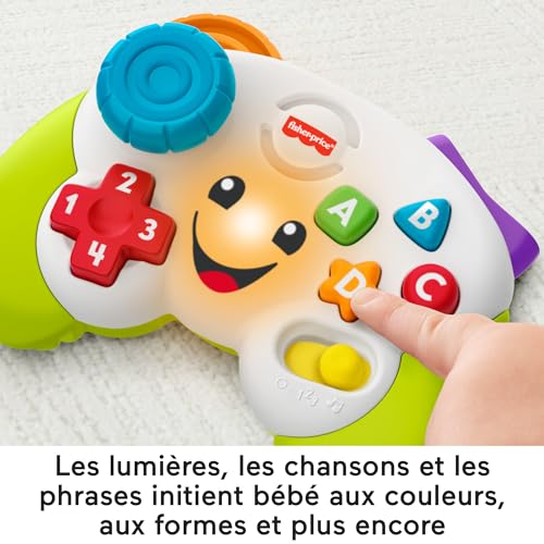 Fisher Price Jouet Rires et Éveil pour bébé et Tout Petit Manette de Jeu et d’Apprentissage Faux Jeu vidéo avec Musique et lumières à partir de Version française HXB63 - vue 3