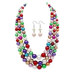multicolor pearl necklace set