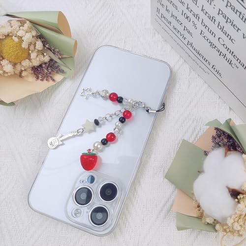 Homvog 1-4PCS Cute Phone Charms Aesthetic Y2K Cell Phone Charms Strap Strawberry Butterfly Star PhoneCharm Y2K Accessories for Bag Keychain Airpods Camera Pendants Decor (Red Strawberries)