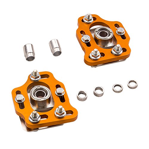 maXpeedingrods Coilovers Camber Plates Adjustable Front Upper Mount for Ford Mustang 1979-1989, 2PC Camber Caster Plate Gold