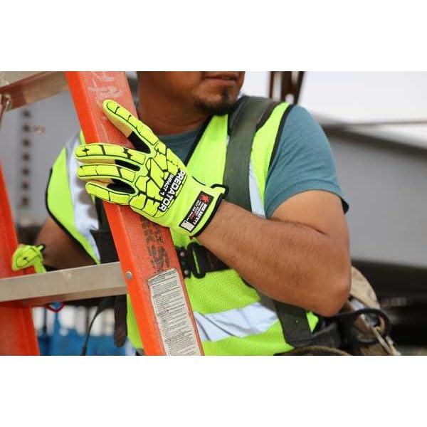 Guantes de mecánico MCR Safety Predator PD4900M de alta visibilidad, talla mediana, 1 par 2