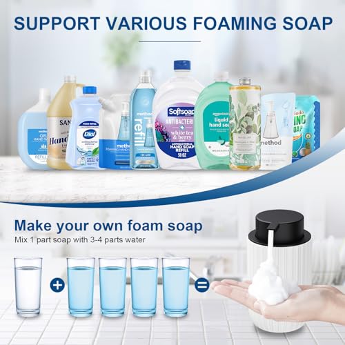 Image of Ceramic Foaming Soap Dispenser, 12 oz Bathroom Foam Hand Soap Dispenser, Refillable Lotion Soap Dispenser with Removable Pump for Kitchen Hand Wash Dispenser, Modern Home Decor(White)