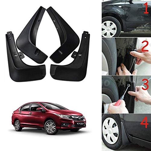 Image of Oshotto (O.E.M Fitting Cup Type) Mud Flap /Splash Guard Compatible with Honda City i-VTEC 2019 (T-II) (Set of 4), Black
