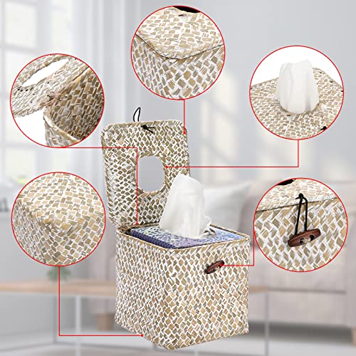 Sumnacon ULSMC01084 Tissue Box Cover Square Seagrass Tissue Box thumb #4