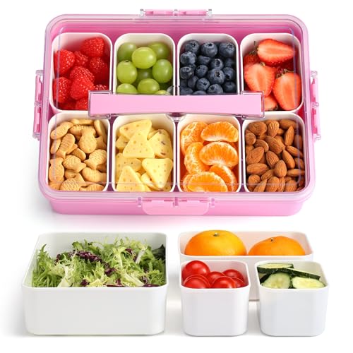 11-Compartment Sunhanny Divided Snackle Box Charcuterie Tray w/ Handle (Pink) 9.99 + Free Shipping w/ Prime or + 50% Off Code KNYIYT8D - image 1