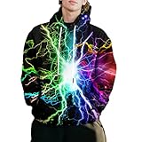EOWJEED Hoodies for Men Women Graphic Printed Hooded Pullover Colorful Hoody Unisex Cool Sweaters, X-Large