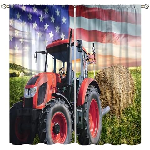 AAVEUP Tractor Decor Curtains for Kids Cover