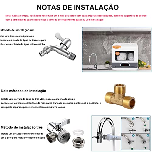 Lava-Louças de bancada portátil, 3 modos de limpeza, com função automática de enchimento de água, de