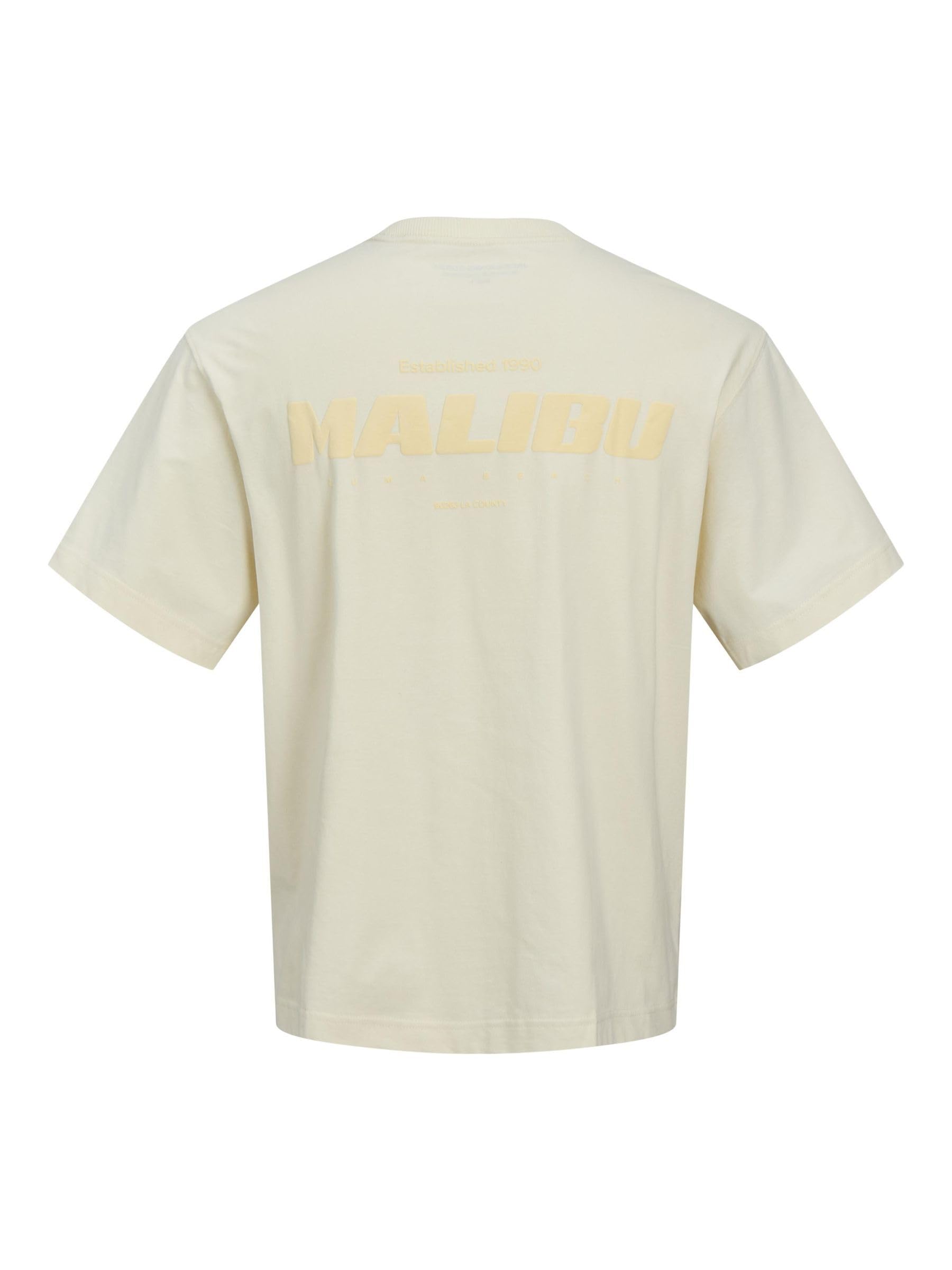 JACK & JONES Męska koszulka z nadrukiem na plecach Jcointerlude Easter Tee SS Crew Neck, Sweet Corn, S