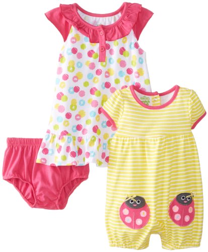 Watch Me Grow! by Sesame Street Baby Girls' 3 Piece Ladybug Dress Set