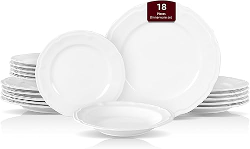 Home VSS, nuevo juego de vajilla de porcelana de ceniza de hueso con relieve de campo francés de 18 piezas