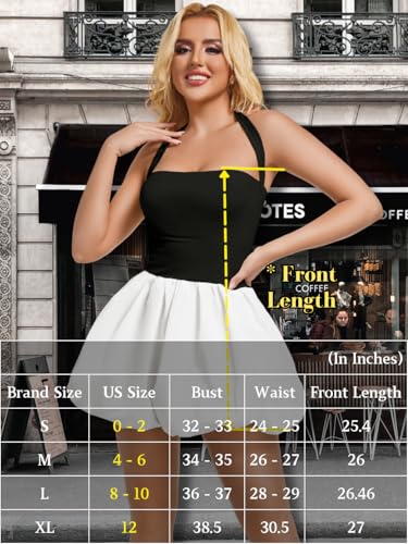 Image of ChiaoLezhee Halter Mini Bubble Dress, Date Night Birthday Homecoming, Coquette Short Corset for Women, Sexy Cute Going Out