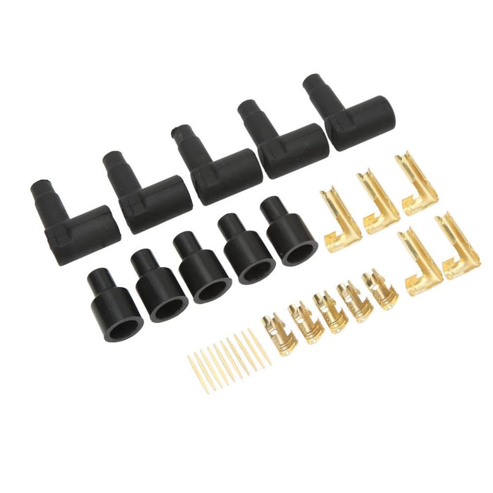 30PCS Spark Plug Coil Wire Boot Black Rubber Material Terminal Kit 6-10mm Compatible with Automotive Parts Vehicle Models Replacement for Part Number 8K1927225B