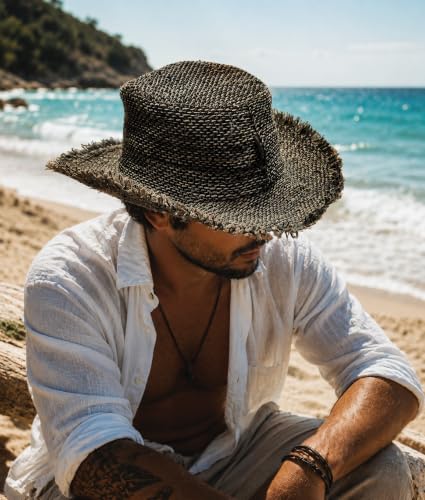 Image of Hemp Sun Hat Wired Wide Brim Big Sizes M /L /XXL Farmers,Raw Hemp Natural Garden Summer Hippie hat