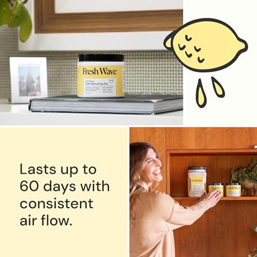 Image of Fresh Wave Lemon Odor Removing Gel, 15 oz., Pack of 4 - Safer Odor Absorbers for Home, Natural Plant-Based Odor Eliminator, Every 15 oz. lasts 30-60 Days, For Cooking, Trash & Pets