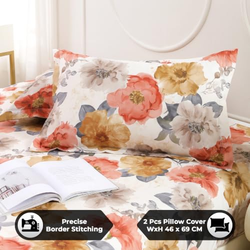Image of Dew Bedsheet for Double Bed | 160 TC Soft Bed Sheet with 2 Pillow Covers | King Size Bedsheet 250 x 225 cm | Lightweight, Wrinkle Resistant & Easy Care Bedding | White & Grey