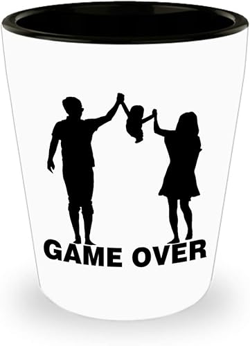 Game Over Shot Glass Tequila Shotglass Novelty Drinkware - Funny Cute Gag Gifts for Game Developer Designer Video Gaming Design Dev Team Development
