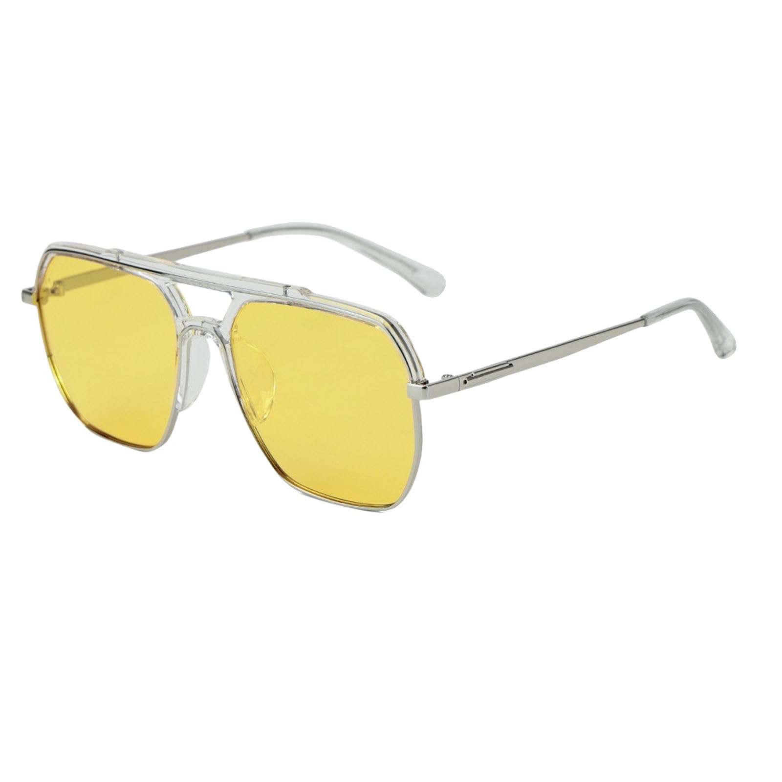 Sonnenbrille Damen Frauen Mode Große Für Das Fahren Von Strand Und Straßenfotografie Sonnenvisiere-c39 Silberrahmen Gelbes Stück
