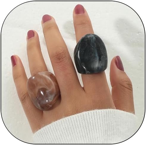 Resin Chunky Rings for Women Multicolor Acrylic Plastic Rings Set Cute Trendy Aesthetic Y2k Statement Rings Thick Dome Heart Knuckle Finger Jewelry