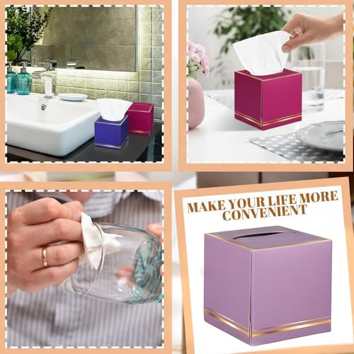 Image of Fourluoo 12 Pack Facial Tissues Cube Boxes Face Box 600 Sheets 3 Ply Soft Paper Square Tissues Bulk for Car Pocket Toilet Household Bedroom Family(Colorful)
