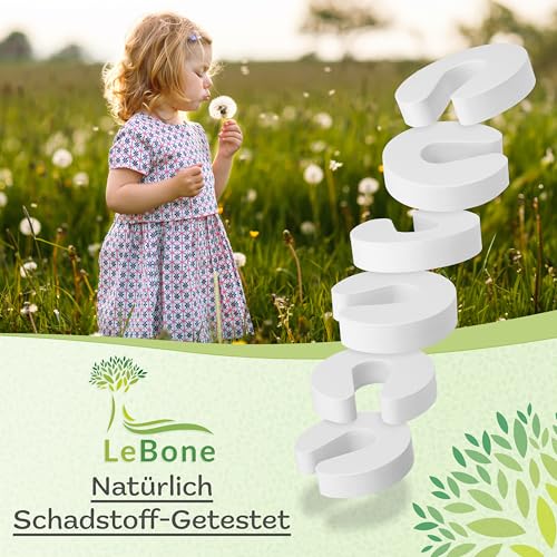 LeBone Premium Klemmschutz für Türen - 6 Stück Weiß - 2,3cm Ultra-Stark - Extra-Breit - Schaumstoff Türstopper als Kindersicherung und Fingerklemmschutz für Babys und Kinder