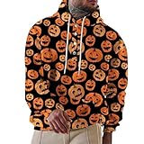 costumi di halloween per gli uomini jack o' lantern felpe con cappuccio zucca faccia magliette con tasca 1/4 pulsante giù felpa con cappuccio, felpe con cappuccio nere di halloween per gli uomini, xl
