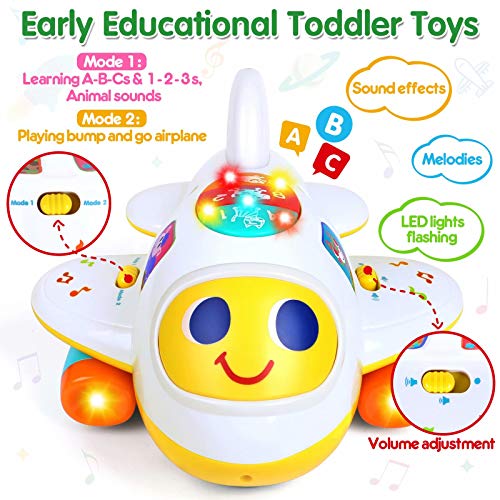 Baby Toys For 1 Year Old Boys Girls Electronic Airplane Toys Kids Baby Early Education Toys Christmas Birthday Gifts For 1 2 3 4 Year Old Toddler Children Boy Girl Sound Light Effect Music Travel Toys #TOP2