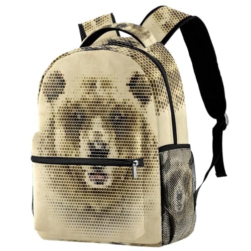 Sac à dos d'école vintage ours multicolore ados filles garçons