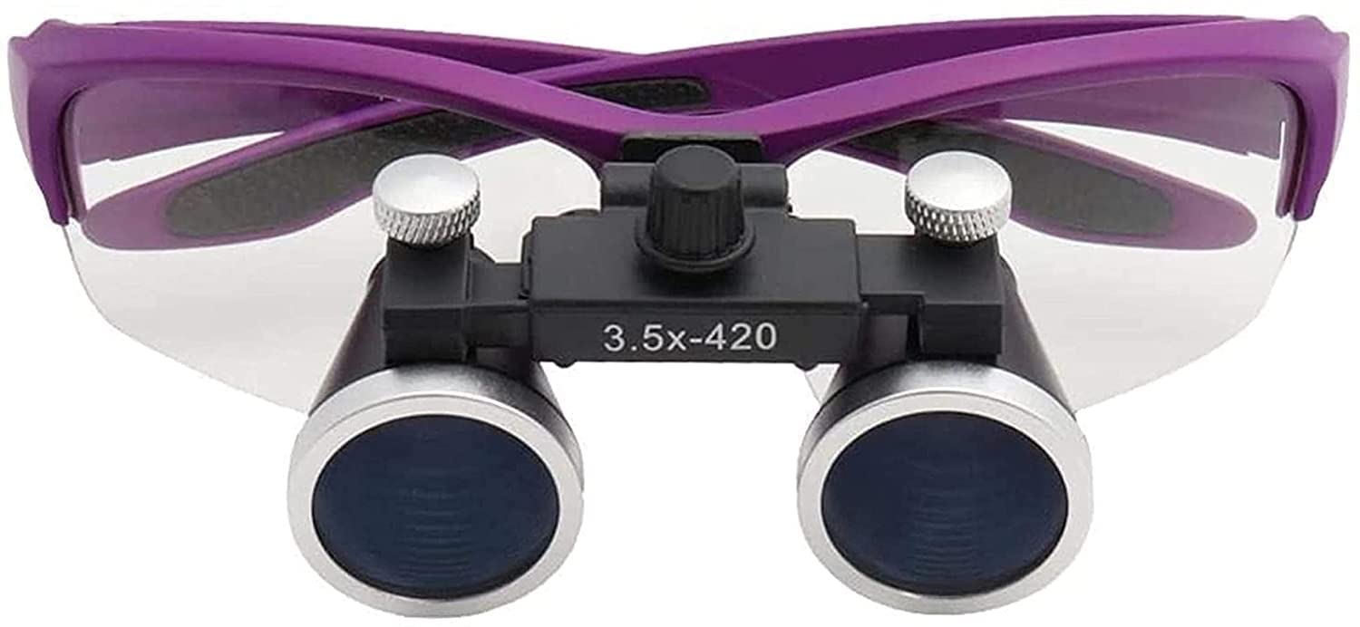 Cvhtroe 2.5X/3.5X420mm Dental Loupe Dental Lab Loupe Ingrandimento Binoculare Dentale Lente di Ingrandimento Chirurgia Lente di Ingrandimento Chirurgica (Color : 3.5x420mm Purple)