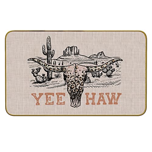 Mingnei Retro Western Country Yeehaw Bull Skull Fußmatte Fußmatte für Hauseingang, Wilder West...