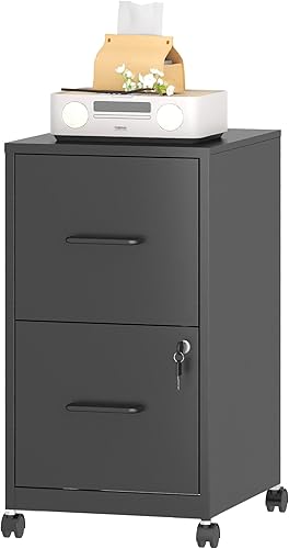 Vista 7 de Archivador de 5 cajones con cerradura, archivadores de metal sobre ruedas, cajones verticales de acero para oficina, almacenamiento para colgar