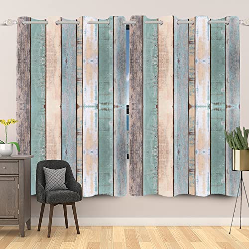DORCEV Rustikale Holz-Scheunentürvorhänge, Vintage-Stil, Bauernhof-Stil, bunte Holzdielen, Fenstervorhänge für Küche, Wohnzimmer, Schlafzimmer, Raumverdunkelung, 134 x 160 cm, 2 Paneele DORCEV Rustikale Holz-Scheunentürvorhänge, Vintage-Stil, Bauernhof-Stil, bunte Holzdielen, Fenstervorhänge für Küche, Wohnzimmer, Schlafzimmer, Raumverdunkelung, 134 x 160 cm, 2 Paneele