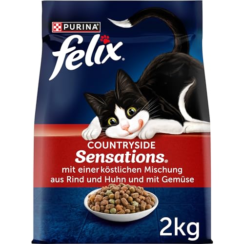 Felix Countryside Sensations Katzenfutter trocken, mit Rind und Huhn, 6er Pack (6 x 2kg)