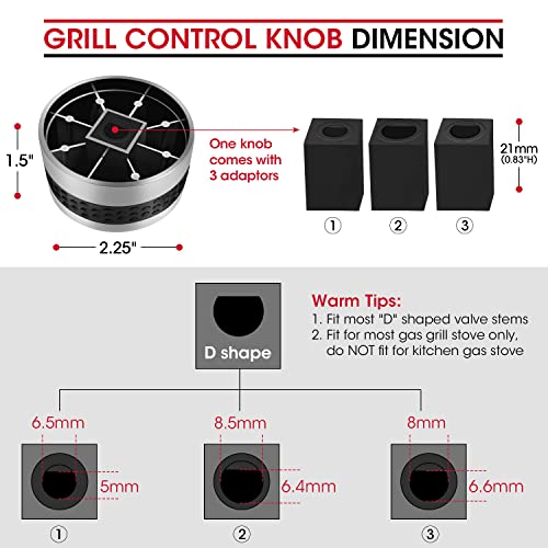 Unicook Grill Control Knobs for BBQ Grills with D-Shaped Shaft, 6 Pack by Unicook - Used condition - Image 2