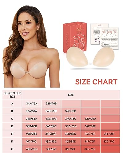Loxoto Sticky Bra Strapless Backless Bra Silicone Adhesive Bra For Women With Nipple Covers A Cup Nude White #TOP5