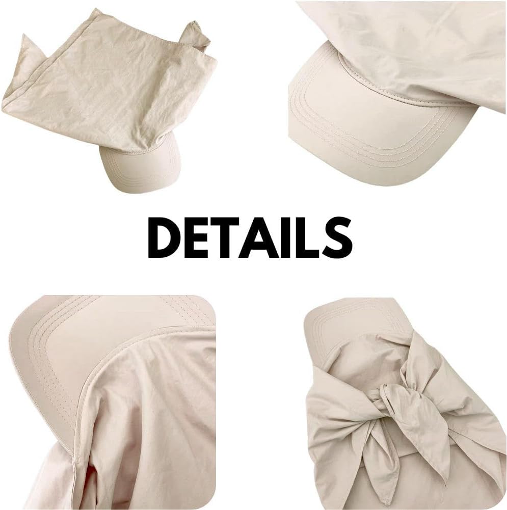Sun Hat with Neck Flap for Women Wide Brim, Packable, Foldable, Outdoor Sun Protection, Baseball Visor Hat